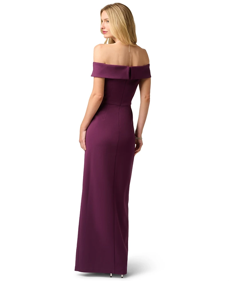 Adrianna Papell Women's Off-the-Shoulder Column Ruffle Gown