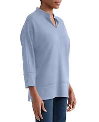 Jones New York Petite Johnny Collar 3/4-Sleeve Knit Blouse
