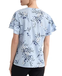 Jones New York Petite Floral-Print Short-Sleeve Blouse