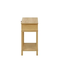 Flynama Natural Rattan Accent Table 2 Tier Storage Nightstand with Drawer