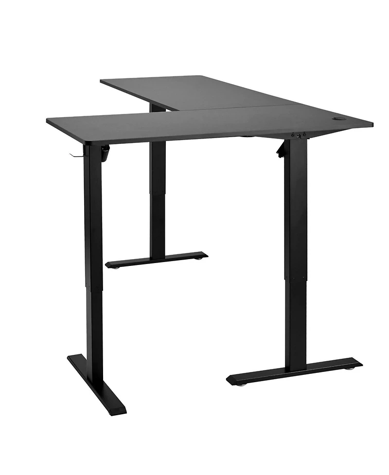 Slickblue Adjustable Height L Shaped Gaming Desk with Dual Hooks
