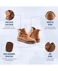 Azura Spring Step Vandis Ruched Leather Ankle Bootie with Side Lace Detail and Arch Support Insole