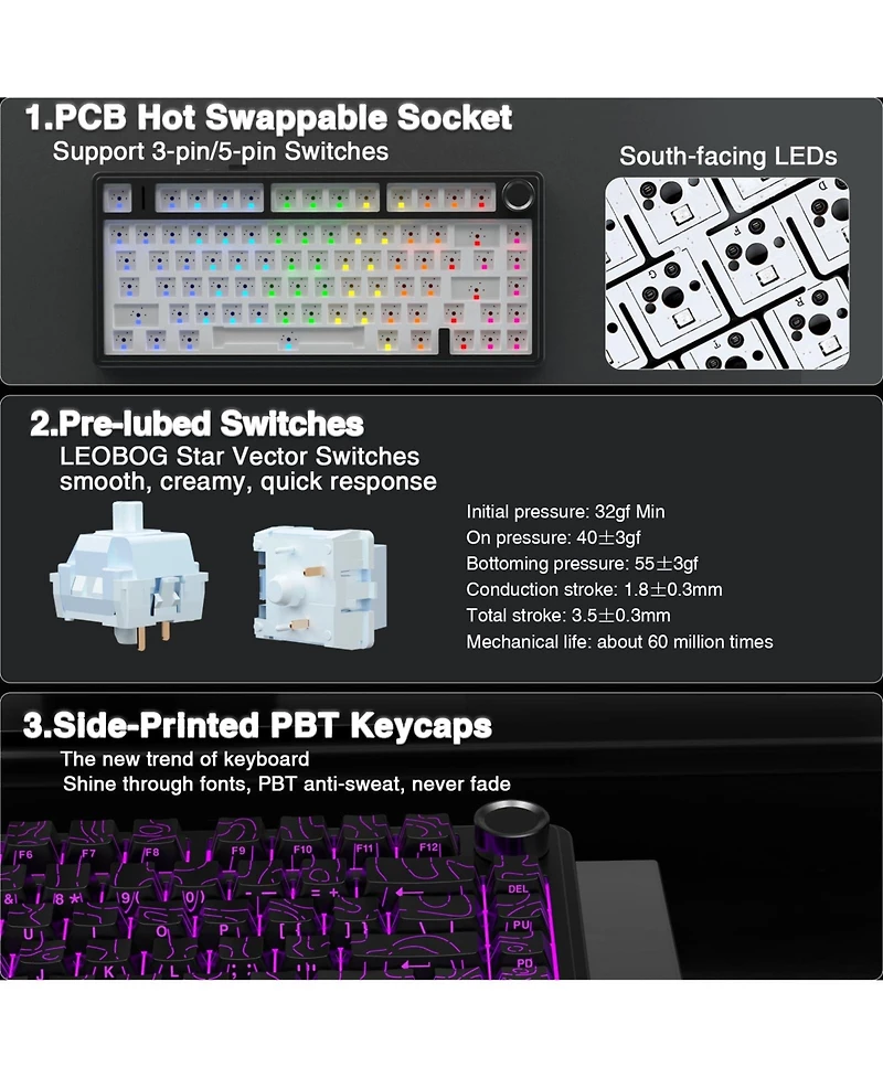 Lofree F75 Pro Wireless Hot-Swappable Mechanical Gaming Keyboard