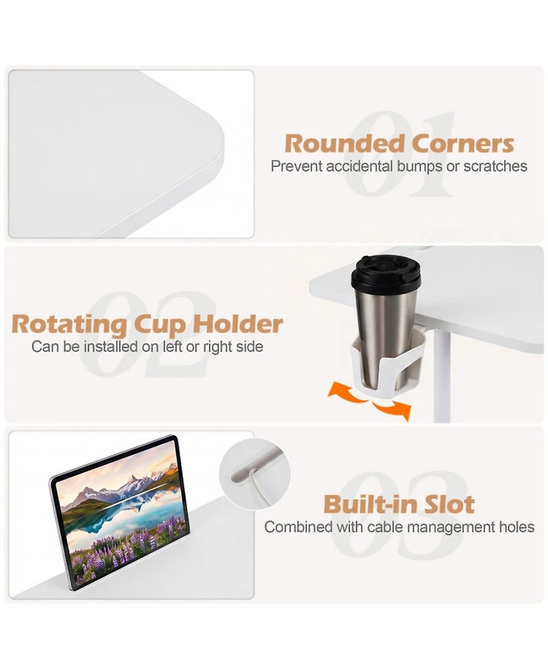 Sugift Mobile Standing Desk with Cup Holder and Storage Basket