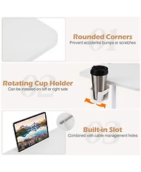 Sugift Mobile Standing Desk with Cup Holder and Storage Basket