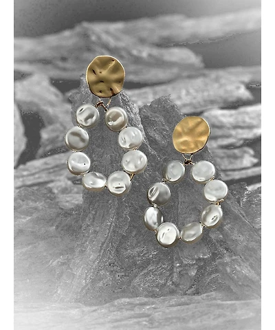 Sohi Women's Gold Plated Pearl Beaded Drop Earrings