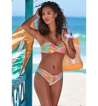 Lascana Women's Tropical Print Bandeau Bikini Swimsuit Top Bra Sizing