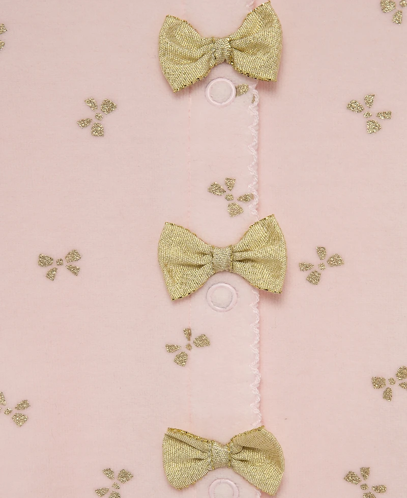 Little Me Baby Girls' Gold Bows Footie Coverall