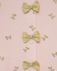 Little Me Baby Girls' Gold Bows Footie Coverall