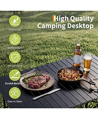 Portable Folding Aluminum Camping Table with X-Frame, Heat Resistant and Easy Clean