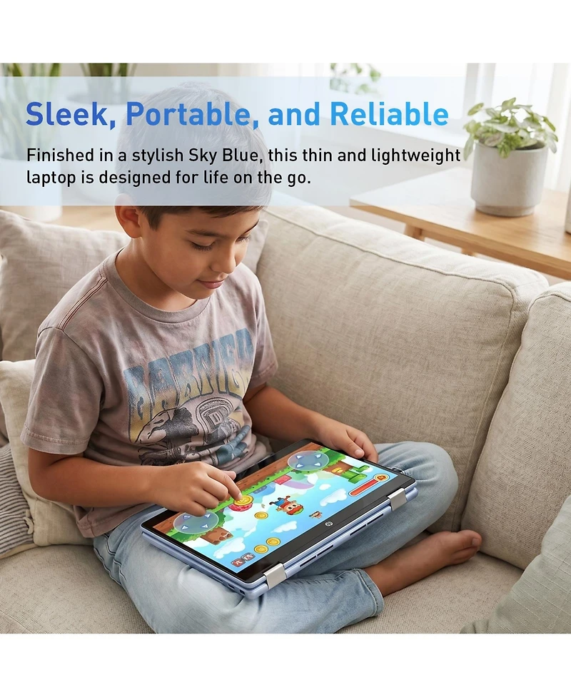 Hp Essential 14" Hd Touchscreen 2-in-1 Laptop, Intel N-Series N100, Intel Uhd Graphics, 4GB Ram, 64GB eMMC, Wi-Fi 6, Chrome Os, Blue