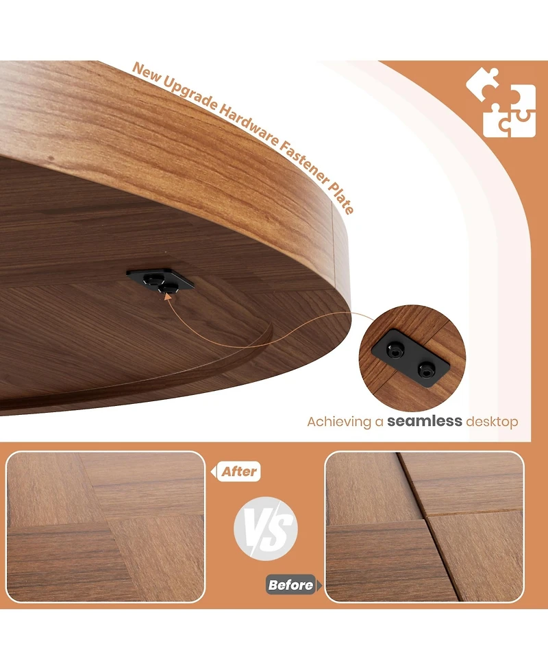 Dining Table, 47 in Round Kitchen Table for 4-6 | Farmhouse Circle Dining Table, Sturdy Pedestal Base for Dining Room