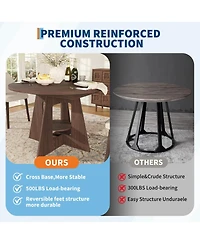 43.3"-59" Convertible Dining Table, Extendable Round to Oval Table Seating 4-8, Pedestal Base with Open Storage Shelf, Compact Furniture for Kitchen