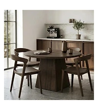47-Inch Round Pedestal Dining Table, Seats 4-6, Brown Finish, 350 lb Capacity