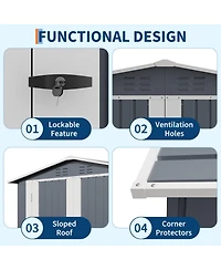 6' x 4' Metal Tool Shed with Gable Roof and Double Doors, Outdoor Storage Shed for Garden Patio Backyard, Gray