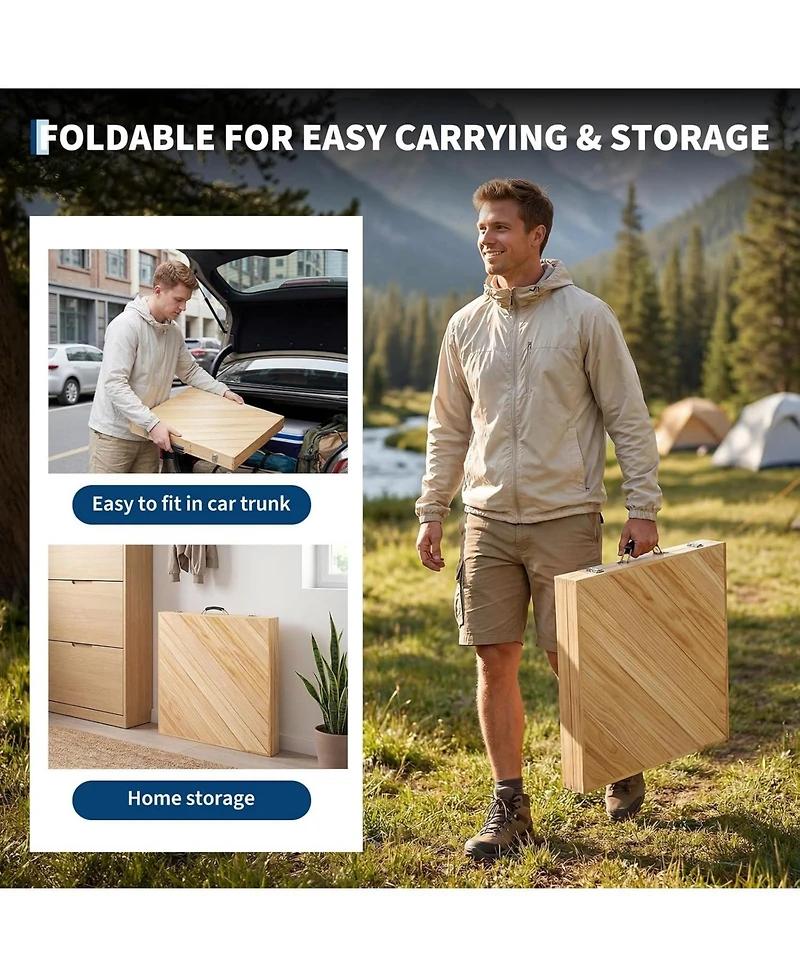 60"x30" Wood Folding Picnic Table