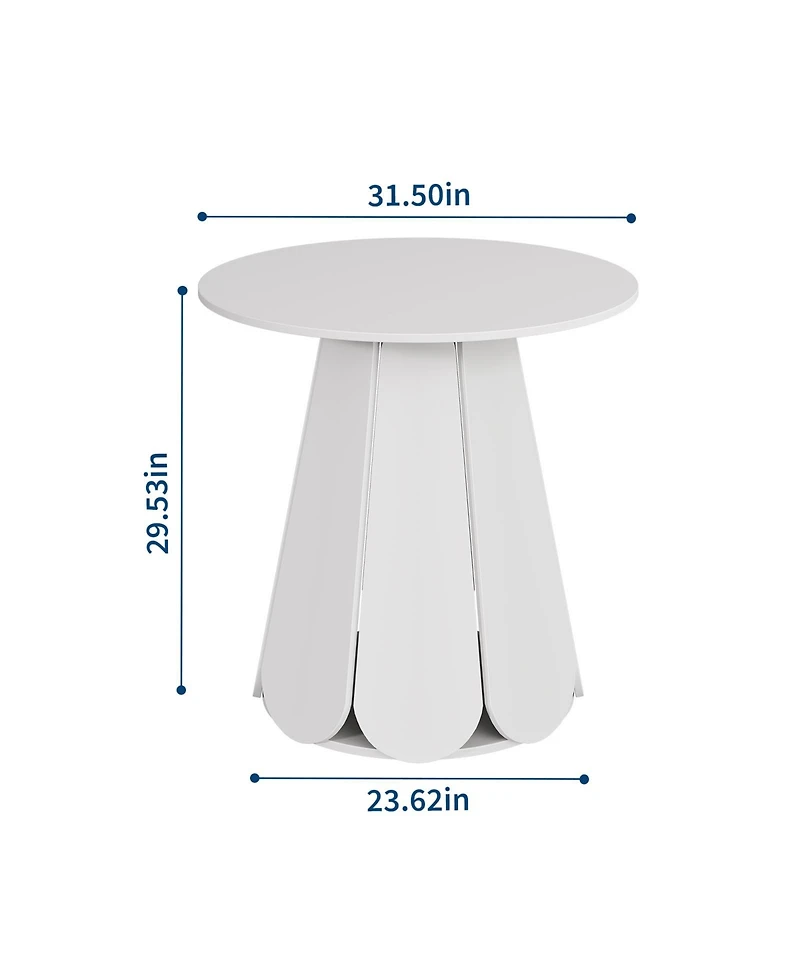 31.5" Round Farmhouse Dining Table with Pedestal Base
