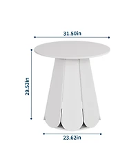 31.5" Round Farmhouse Dining Table with Pedestal Base