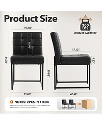 Dining Chairs Set of 2, Mid-Century Modern Armless Kitchen Chair with Upholstered Pu Leather Seat, Metal Frame, 300 Lbs Capacity for Dining Room Cafe