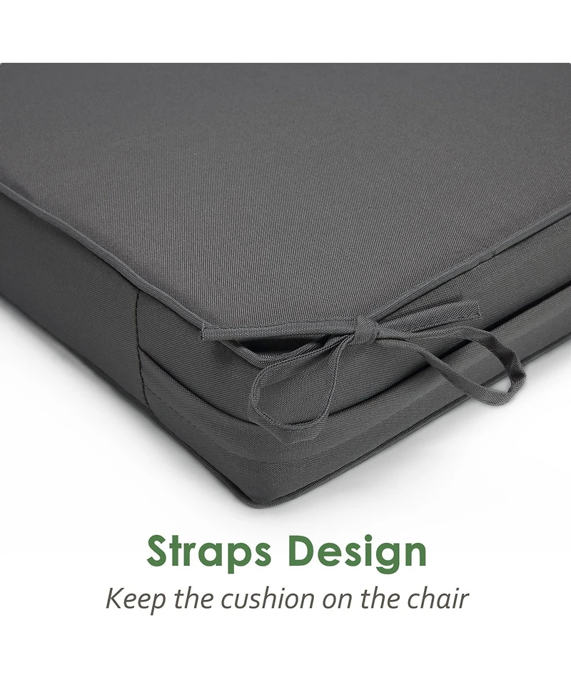 22"/19" W x 4"H Set of 2 Outdoor Chair Cushions with Ties, 600D Polyester Oxford Fabric Square Seat Pad for Patio Garden Porch Deck, Grey/Beige