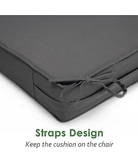 22"/19" W x 4"H Set of 2 Outdoor Chair Cushions with Ties, 600D Polyester Oxford Fabric Square Seat Pad for Patio Garden Porch Deck, Grey/Beige