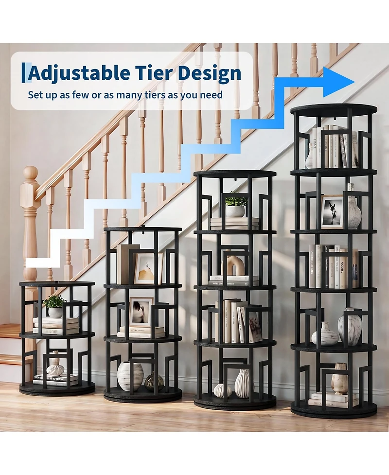 Corner Rotating Bookshelf Tower