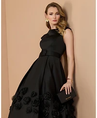 Mac Duggal Women's Belted Floral Rosette A-Line Midi Dress