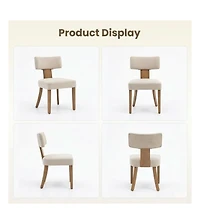 4 Set of Modern Dining Chairs, Upholstered Ergonomic Chairs with Curved Backrest and Wooden Legs, Mid-Century Farmhouse Seating for Home, Kitchen
