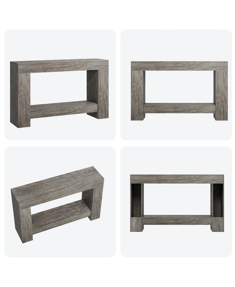 47.2" Farmhouse Console Table with H-Base, 2-Tier Entryway Sofa Table for Living Room,Grey