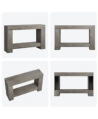 47.2" Farmhouse Console Table with H-Base, 2-Tier Entryway Sofa Table for Living Room,Grey