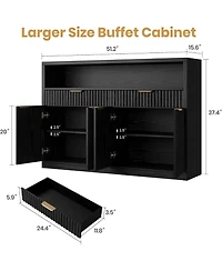 51" Modern Fluted Buffet Sideboard Cabinet with Doors and Drawers