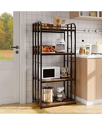 25"D x 16"W 56"H 4-Tier Storage Shelf, Heavy Duty Iron Pipe and Engineered Wood Shelving Unit for Kitchen, Living Room, Garage, Golden Armor