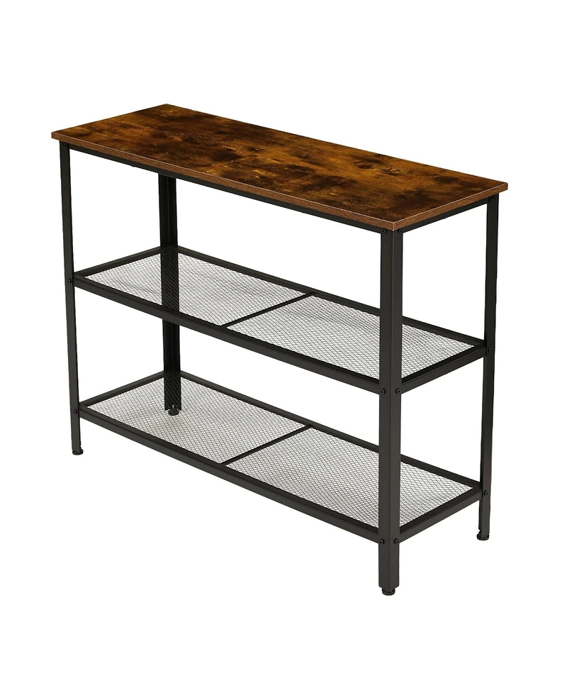 40" Industrial 3-Tier Console Table with Mesh Shelves