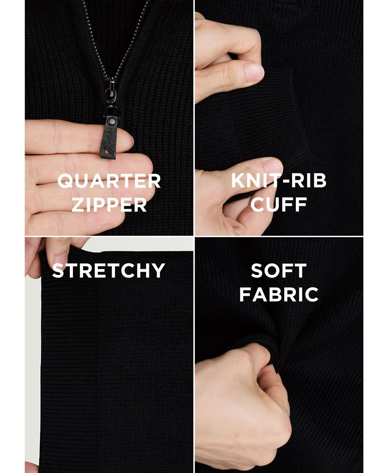 Xray Boy's 4-18 Ribbed Knit Quater Zip Mock Neck Sweater