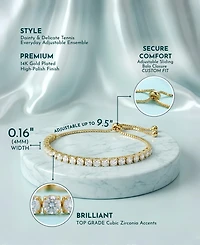 Rachel Glauber Bolo Adjustable Bracelet with Round Clear Cubic Zirconia