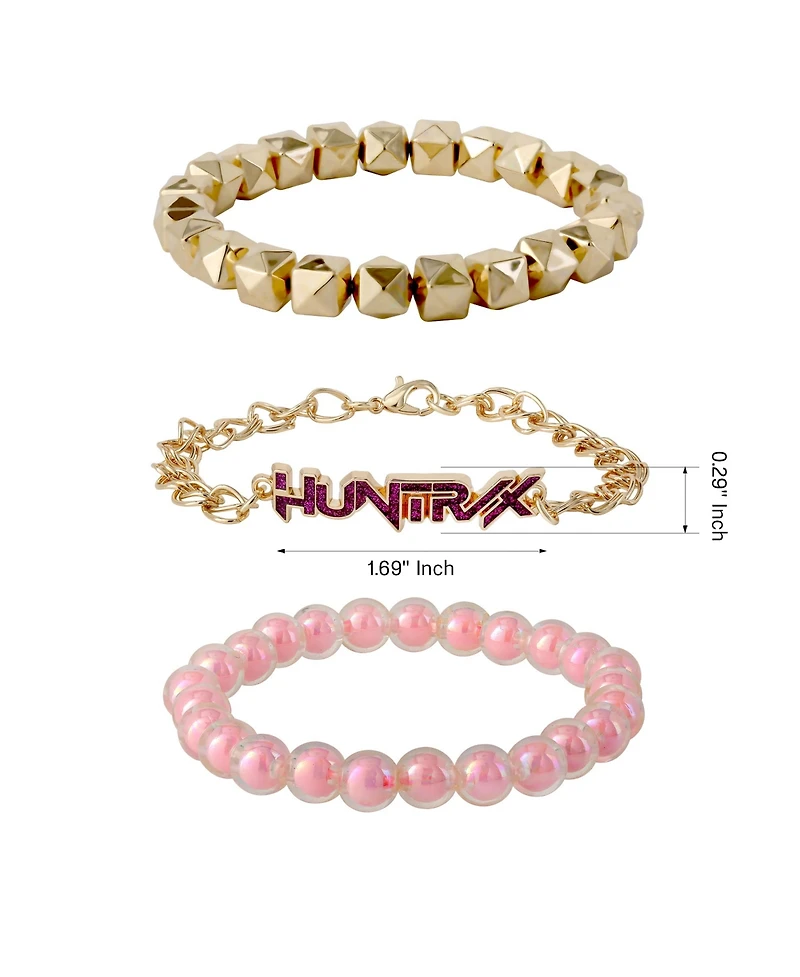 K-Pop Demon Hunters Bracelet Official License, Gold-Tone Huntrix Bracelets 3-Piece Set, K-Pop Gifts