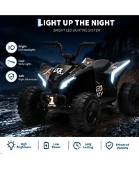 12V Kids Ride On Atv Quad, Battery Powered 4-Wheel Off Road Vehicle with Dual Motors for Outdoor Fun, Blue/Red/Yellow/Rose/Green/Camo/White, Ages 3-6