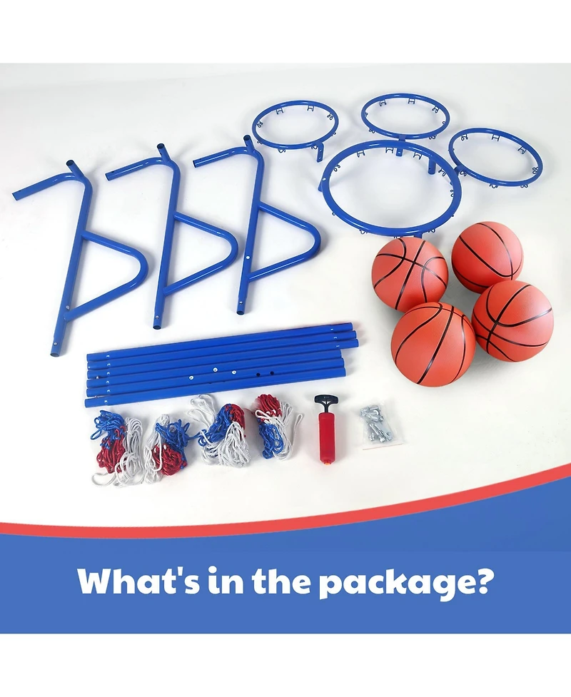 Compact Kids Basketball Hoop Stand Toy Ages 3+, Adjustable Indoor Outdoor Basketball Set with Backboard, Backyard Play, Black