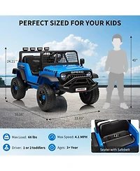 Single Seat 12V Ride On Car for Kids with Remote, Battery Powered Toddler Toy for Ages 3-6, Indoor Outdoor Driving, Blue