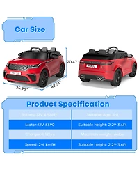 12V Licensed Land Rover Ride-On Car, Parental Remote, MP3 Player, Led Lights, Rocking Mode, Pull Rod, Battery Powered Toy for Ages 3-8