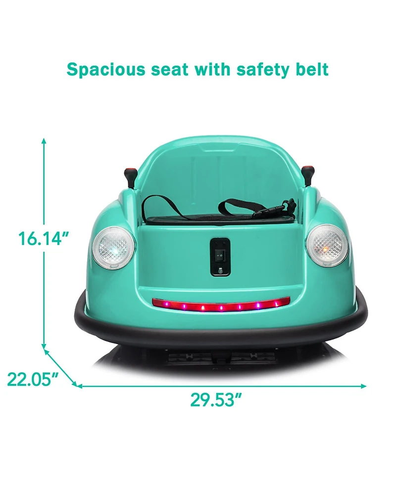 12V Electric Ride-On Bumper Car for Kids, 360degree(s) Spin, Remote Control, Music, Safety Certified, Fun Gift for Boys and Girls