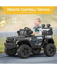 12V Electric Ride-On Car for Kids, Remote Control, Suspension, Led Lights, 2 Speeds, Battery Powered Toy Vehicle for Ages 3-8