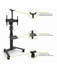 Kanto MPC77 Rolling Av Cart Compatible with Video Conferencing Systems for 37" - 77" TVs