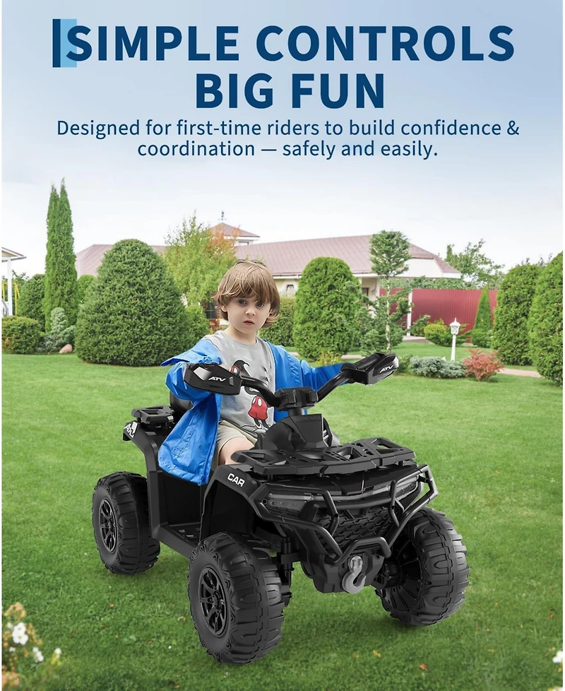 33.5x18.1x22 Inch 12V Electric Atv for Kids Ride On, 4 Wheeler with Remote Control Dual Drive, Outdoor Toy for Boys Girls, Purple, Ages 3-6