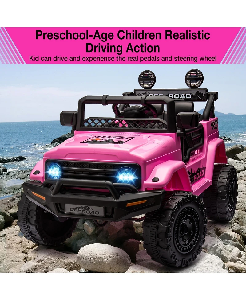 39.8x22.4x12.2 Inch 12V Kids Ride On Electric Car with Remote Control, Battery Powered Small Off-Road Vehicle for Outdoor Play, Pink, Ages 3-6
