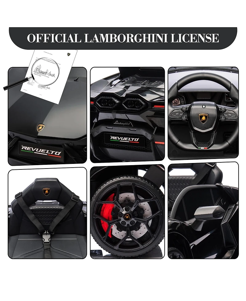 12V Licensed Lamborghini Ride On Car, Battery Powered Electric Toy, Dual 25W Motors, Remote Control, Spring Suspension, Headlights, Music, for Ages 3+