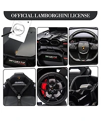 12V Licensed Lamborghini Ride On Car, Battery Powered Electric Toy, Dual 25W Motors, Remote Control, Spring Suspension, Headlights, Music, for Ages 3+