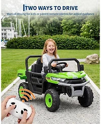 12V Electric Ride-On Dump Truck for Young Users, Parental Remote Control, Single-Seat Construction Toy, Shock Absorbers, Lockable Doors, Headlights