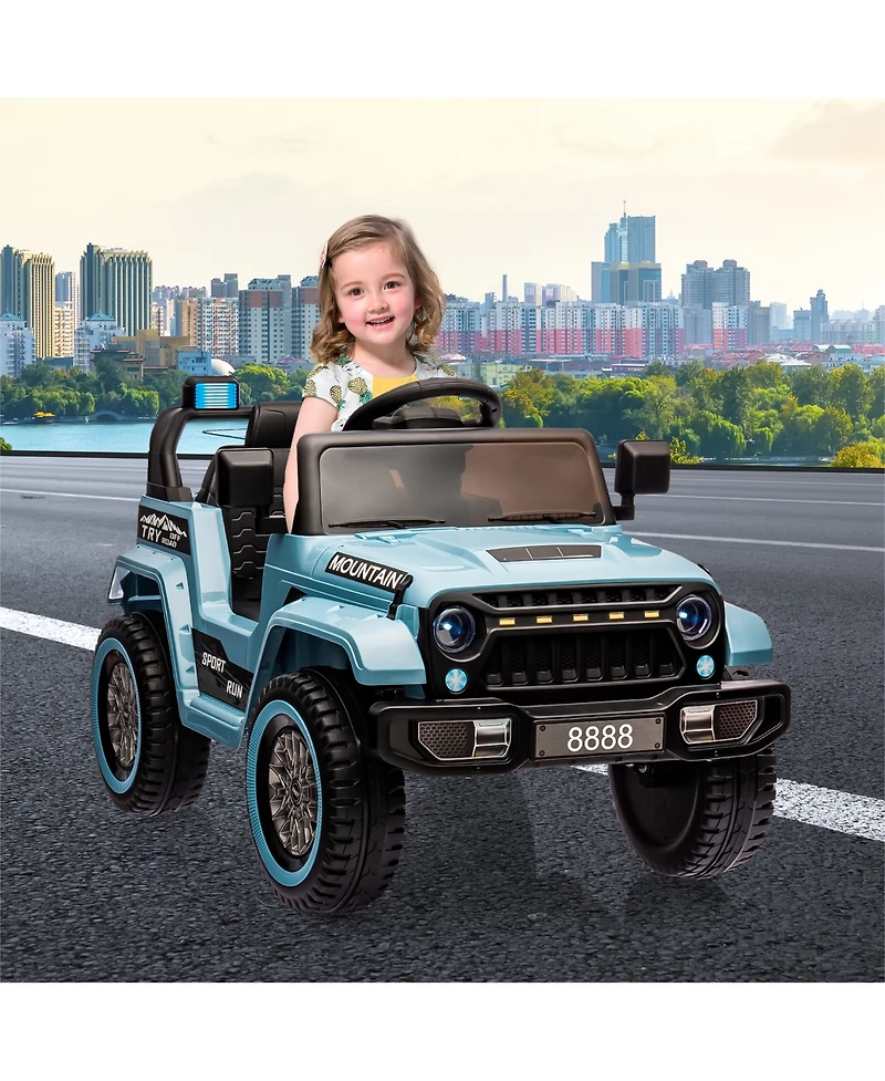 12V Ride-On Truck for Children, Remote Control, Dual Motors, 3 Speeds, Spring Suspension, Led Lights, All-Terrain Electric Vehicle Ages 3-5
