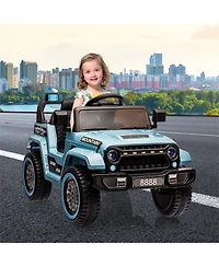 12V Ride-On Truck for Children, Remote Control, Dual Motors, 3 Speeds, Spring Suspension, Led Lights, All-Terrain Electric Vehicle Ages 3-5